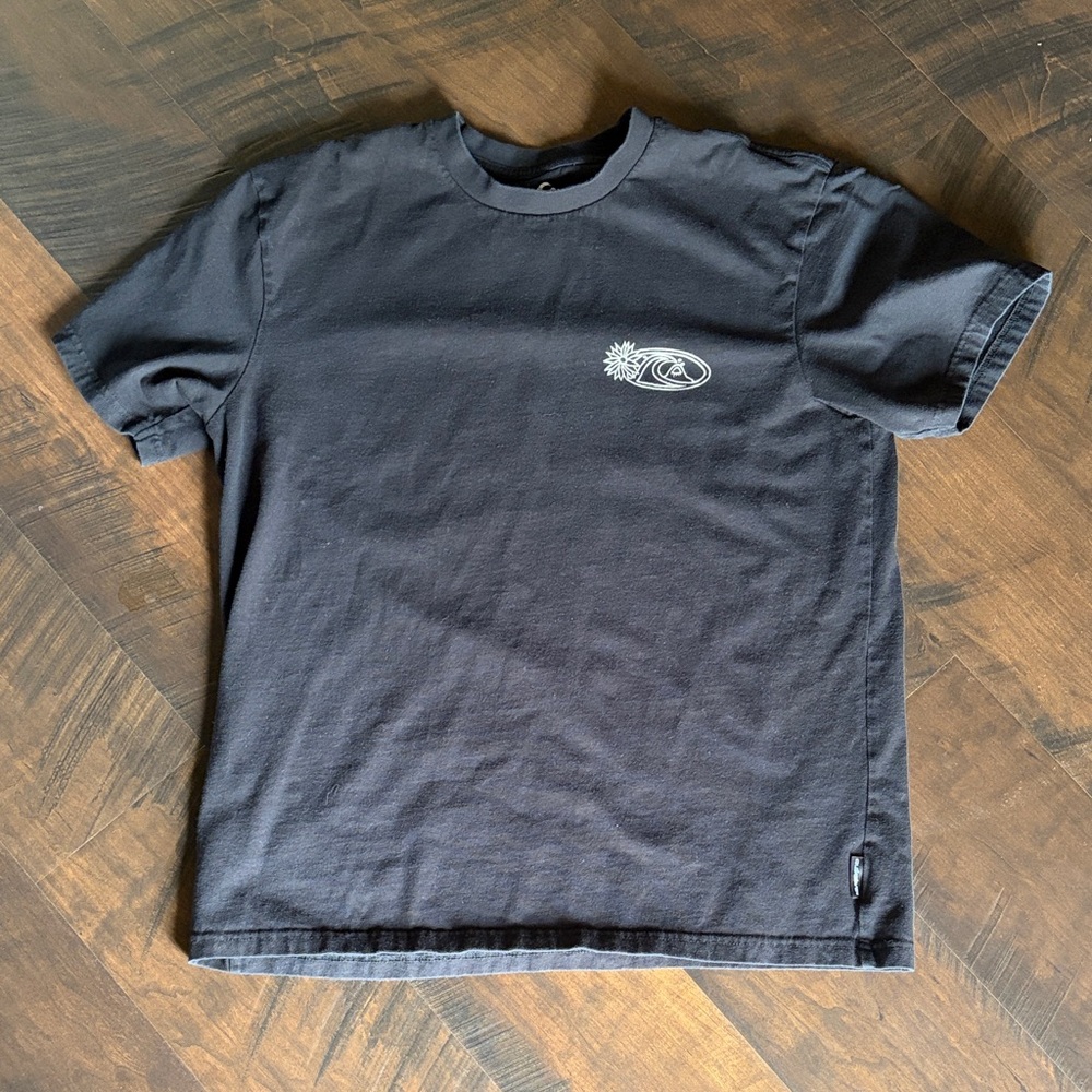 Quiksilver Black Short Sleeve Tee with Small White Chest Logo